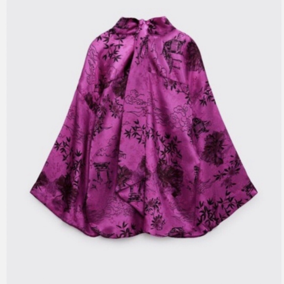 NWT, ZARA PRINTED JFUSHIA ACQUARD BLOUSE, S - Picture 7 of 9